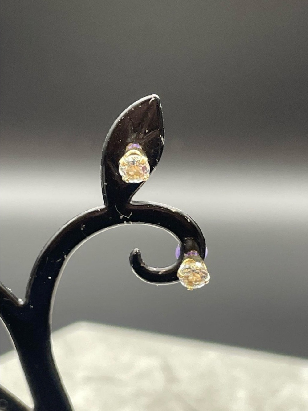 Delicate 14K Yellow Gold Crystal Stud Earrings - Sparkling Neutral Accent 0.2g